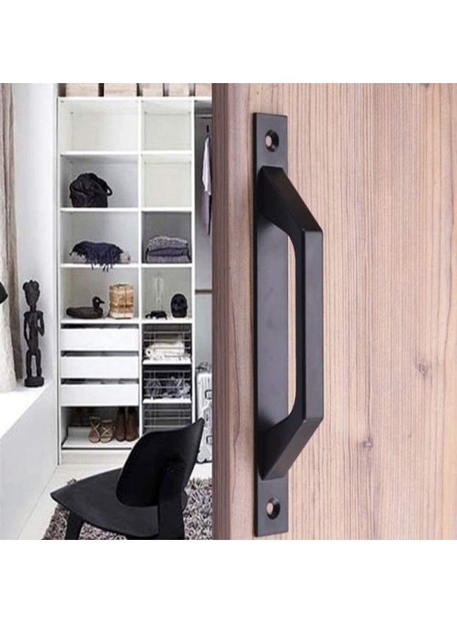 Modern Barn Door Handle Set, 20 cm, Matte Black Carbon Steel, 2-Piece - Image 4